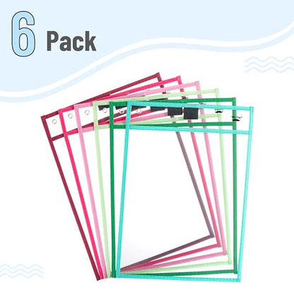 Mr. Pen- Reusable Dry Erase Pocket Sleeves, 10" x 14", 6 Pack, Mint Melody | Clear Plastic Paper Sleeves, Ticket Holders, Clear Plastic Sheet Protectors, Teacher, School, Classroom Supplies - color: Mint Melody, size: 6 Pack