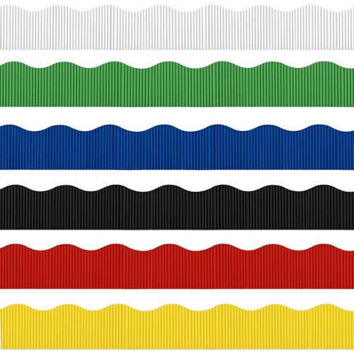 Containlol 118ft Corrugated Bulletin Board Borders, Bright Color Ribbed Scalloped Borders Trim, Poster Board Decoration for Summer Back to School Classroom Office Chalkboard Whiteboard Wall - color: Classic, size: 118ft