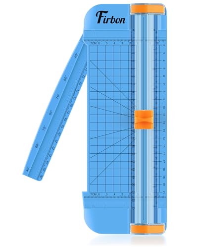 Firbon Blue A5 Paper Cutter, Straight Small Paper Trimmer with Side Ruler for Scrapbooking Craft, Paper, Coupon, Label, Cardstock - color: A5-blue