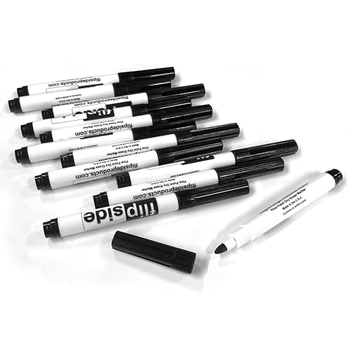 Flipside Products - 7.75" x 10" Two-Sided (Lined Side/Blank White Side) Rectangular Dry Erase Writing Answer Paddles, 12 Pack + Black Markers + Erasers - style: 12 Pack + Black Markers + Erasers