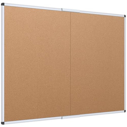 VIZ-PRO Cork Bulletin Board/Foldable Noticeboard, 36 X 24 Inches, Silver Aluminium Frame - size: 24" x 18.1"