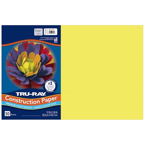 Tru-Ray® Heavyweight Construction Paper, Lively Lemon, 12" x 18", 50 Sheets - color: Lively Lemon, size: 12" x 18", style: 50 Count (Pack of 1)