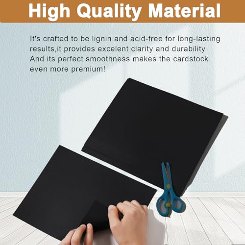 Silunkia 120 Sheets Black Cardstock 8.5 x 11 Printer Paper, 250gsm/92lb Heavyweight Black Paper Card Stock for DIY Cards, Thank You Cards, School Crafting, Wedding, Invitations - color: Black, size: 120 Sheets