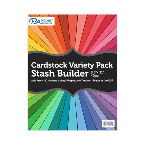 Accent Design Paper Accents Variety Pack, Stash Builder Assorted Cardstock, 8.5x11 Inch, 40 Pack, Lighter Weight, Rich Colors, Scrapbooking, Card Making, and Crafts - color: Assorted 40pc