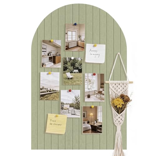 Arched Felt Bulletin Board Set, 6 Customizable Wall Tiles with 30 Push Pins, Cork Board Alternative for Office, Classroom and Home Decor (Sage) - color: Sage