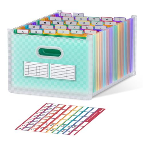 ThinkTex 26-Pocket Accordion File Organizer, Upright & Open Top, A–Z Colorful Tabs, High Capacity Expanding File Folder, Letter/A4 Size Essentials for School, Home, and Office- Green - color: Green, size: 26 Pockets