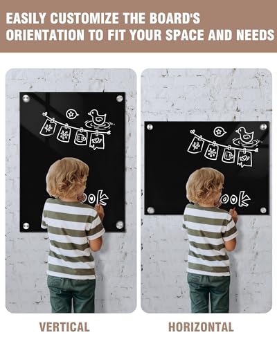 Mifuro Magnetic Glass Whiteboard，24"x18" Wall Mounted Frameless Dry Erase Board for Office, Home & School Black - color: Black, size: Size-24 x 18 inches