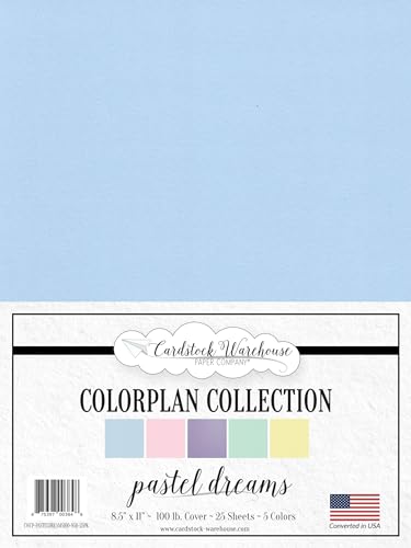 Cardstock Warehouse Colorplan Pastel Dreams - 8.5 x 11" - 100 Lb. / 270 Gsm Multipack Matte Premium Cardstock Paper Assortment - 25 Sheets