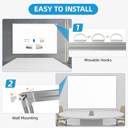 VOWNER 72"x48" Magnetic Dry Erase Board for Wall,Hanging Mounted Whiteboard with Silver Aluminum Frame, Includes Eraser, Tray and Magnets,Large Foldable Portable Whiteboard for Home, Office, School