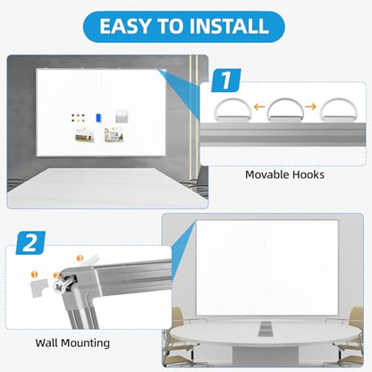 VOWNER 72"x48" Magnetic Dry Erase Board for Wall,Hanging Mounted Whiteboard with Silver Aluminum Frame, Includes Eraser, Tray and Magnets,Large Foldable Portable Whiteboard for Home, Office, School
