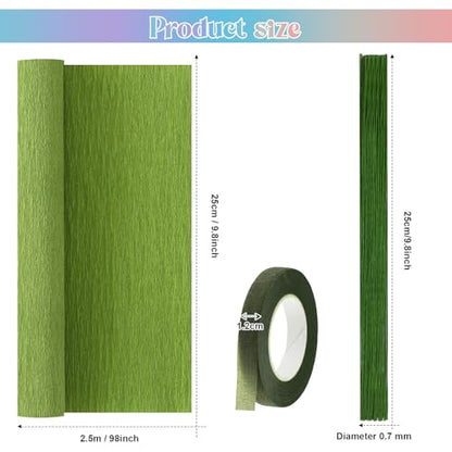 Gersoniel 57 Pcs Crepe Paper Flower DIY Kits 6 Rolls 35g Papel Crepe Sheets 50 Pcs Floral Iron Wire 10 Inch x 8 Feet 1 Roll 50 Meter for Birthday Party Wedding(Bright Series) - color: Bright Series