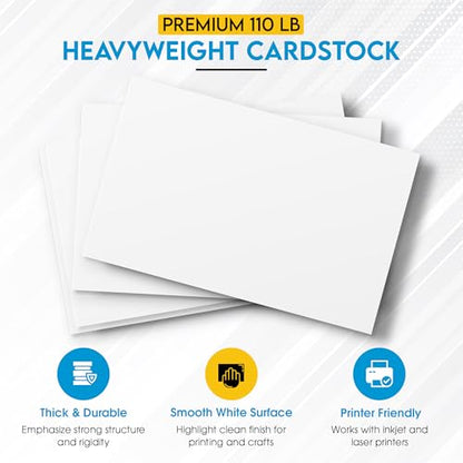 White Cardstock Paper 100 Sheets 8.5 x 11, Thick White Cardstock 110LB, Heavyweight Cardstock Paper for Invitations, Crafts, Printing, Business Cards, Art Projects Valentines Day Cards! - size: 100-Pack