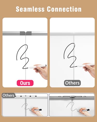 96"X 48" Large Magnetic Dry Erase Whiteboard, Removable Wall Hanging Board with 4 Pens & 1 Dry Erasers & 6 Magnets, Sliver Aluminum Frame White - color: White, size: 96"W x 48"H