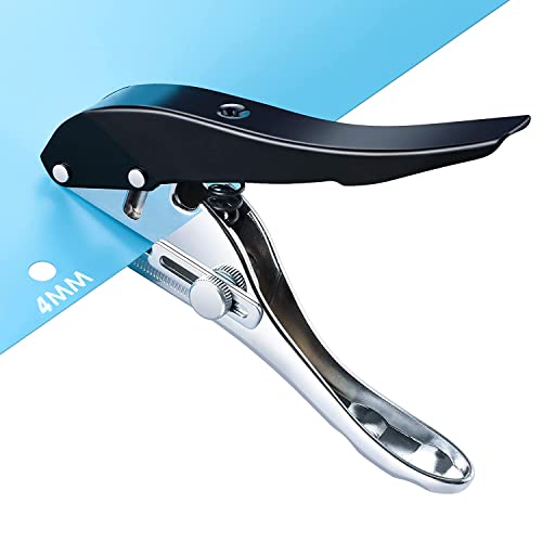 Single Hole Punch - Heavy Duty Paper Puncher for Tags, Cards, Plastic, Cardboard - Portable Hand Held - color: 4MM BLACK