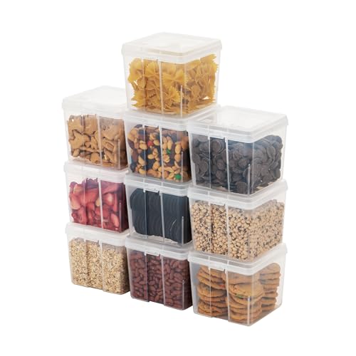 IRIS USA Food Storage Containers with Flip-Top Lid, 1.3 Qt - 10 Pack, Clear Stackable Food Containers for Kitchen & Pantry Organization, BPA-Free, Food Grade Plastic For Flour, Sugar, Dry Food, Grain - size: Food Grade Small - 10 Pack