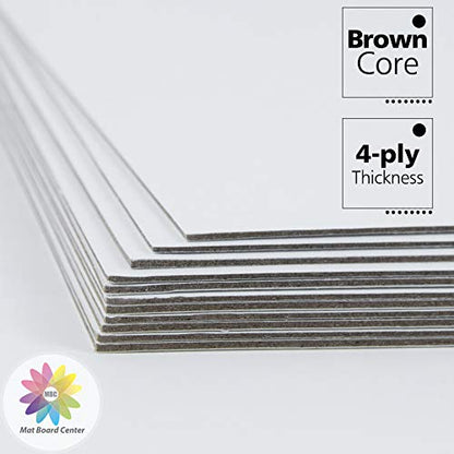 Mat Board Center, Pack of 25, 8x10 White Backing Boards, 4-Ply Thickness Cardboard for Picture/Photo/Framing Back Support - size: 8x10