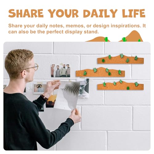 YOBRO Cork Board Set - Cactus & Dinosaur Push Pins Wall Organizer | Memo Bulletin Board with Easy Peel-Stick Mount | Fun Office & Kids Room Decor (Desert Theme) - style: Desert Theme