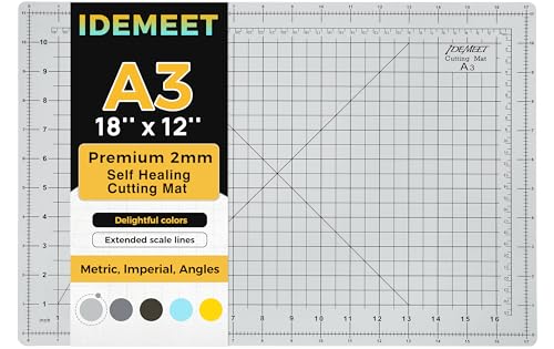 Premium Self Healing Cutting Mat 18'' x 12'', A3 Non-slip Sewing Mat for Quilting, 5-Ply Rotary Cutting Board Double-Sided for Crafts Cutting Fabric Scrapbooking Modeling Projects, Slate Gray - color: Slate Gray, size: A3:18‘’x12‘’