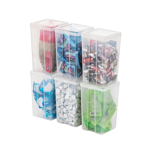 IRIS USA Vertical Storage Bins with Lids |Made in USA| Flip Top Containers for Organizing Pantry, Office, Craft, and Study Supplies - Medium (6-Pack) - size: Medium - 6 Pack