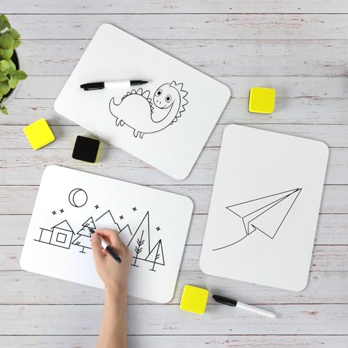 Dry Erase Lapboards, HERKKA 15 Pack Double Sided Dry Erase Lap Boards 9 x 12.5 Inch, 15 Markers, 15 Erasers, Small Dry Erase Boards for Students Classroom Teacher Supplies - style: 15 Boards+15 Erasers+15 Markers