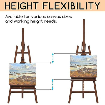 MEEDEN Large Painters Easel Adjustable Solid Beech Wood Artist Easel, Studio Easel for Adults with Brush Holder, Holds Canvas up to 48" - Walnut - color: Walnut