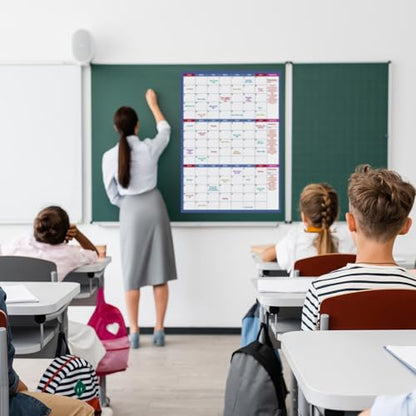 Lemome Dry Erase Calendar for Office, Classroom & Gym Undated, 3 Month, Erasable Large Wall Calendar, Premium Blank Yearly Planner, Big Dry Erase Board - Blue 28 x 40 inch