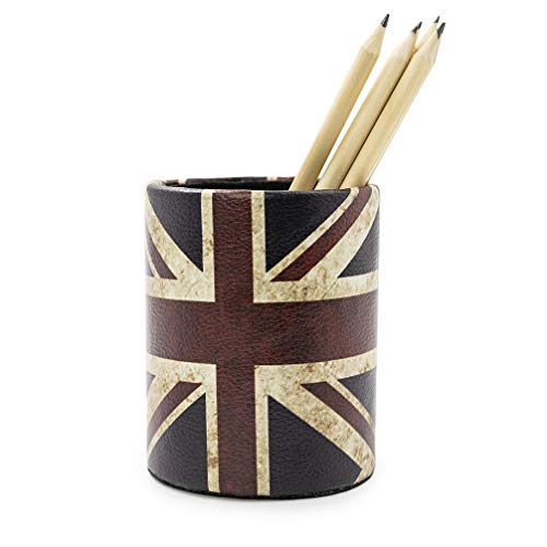 DreamsEden Vintage Pen Pencil Holder Cup Retro Pattern Desk Organizer for Home Office Bedroom (Union Jack Flag Round) - color: Union Jack Flag Round