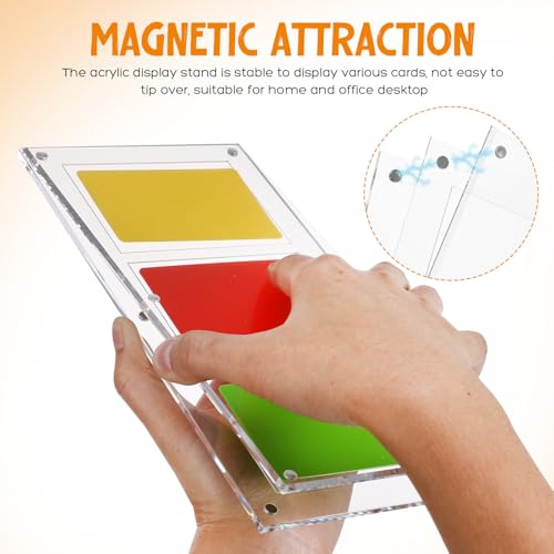 COLLBATH Triple Stand Acrylic Easel Display Stand for Sports Cards and Pictures, Sturdy and Multifunctional Tabletop Holder with Sleek Modern Design for Office Desktop and Home Use