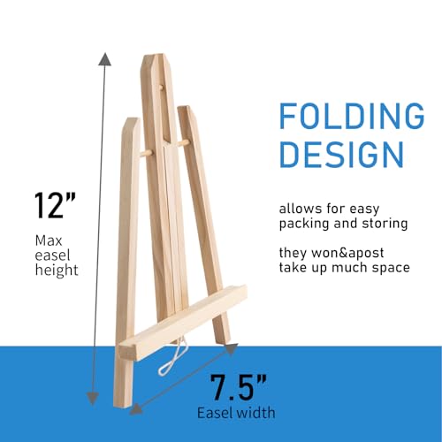 Falling in Art 12Inch Wood Easel Stand, Tabletop Display Stand A-Frame Artist Easel for Painting Canvas, Portable Photo, Picture and Sign Holder (4 Pack) - style: 4 Pack