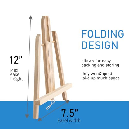 Falling in Art 12Inch Wood Easel Stand, Tabletop Display Stand A-Frame Artist Easel for Painting Canvas, Portable Photo, Picture and Sign Holder (4 Pack) - style: 4 Pack