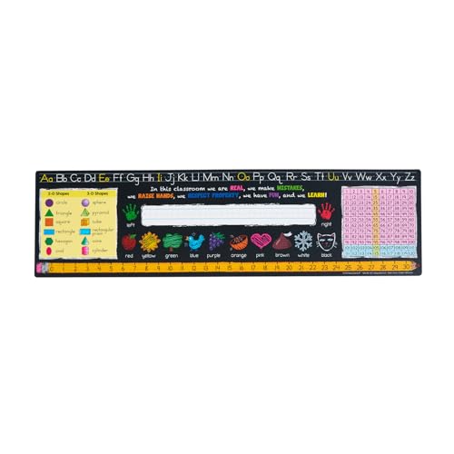 Really Good Stuff 24PK Chalkboard-Style Grades K-2 Self-Adhesive Deluxe Plastic Desktop Reference Nameplate with a Number Line, Alphabet Letters, 2-D and 3-D Shapes, Colors, Left and Right, 120 Grid - style: Chalkboard-K+