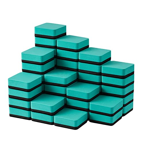Favourde 48 Pack Magnetic Whiteboard Dry Erase Erasers Chalkboard Cleansers for Classroom, Home and Office (Green, 1.97 x 1.97 Inch) - color: Green
