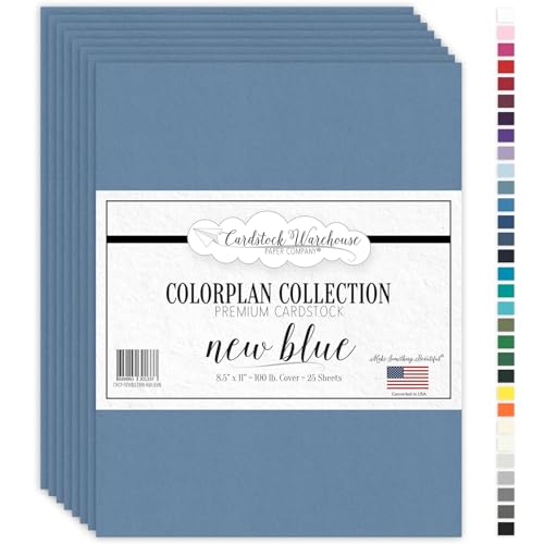 Cardstock Warehouse Colorplan New Blue Cardstock Paper – 25 Sheets, 8.5 x 11" – 100 lb. / 270 GSM Premium Matte Cover Cardstock for Invitations, Card Making, Scrapbooking & DIY Projects - color: New Blue