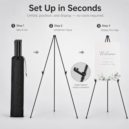 RRFTOK 63'' Instant Easel,Easel Stand for Display,Art, and Crafts,Foldable Portable Ground Easel for Wedding Banner and Poster Display Stand,Easel Display Metal Tripod with Portable Bag. - style: 63B 4pack