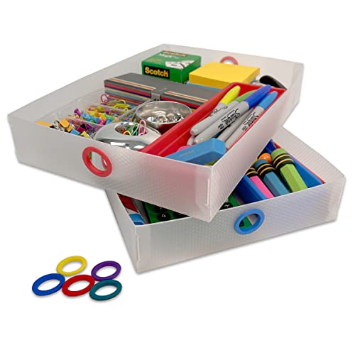 Ultimate Office TierDrop Supply Drawers Measure 9w x 12d x 2 1/4 Inches High for Desk Accessories and Supplies, Set of 2, Includes Color-Coded Finger Rings for Fast and Easy Access to Contents - size: Supply Drawers (set of 2)