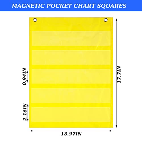 Lincia 6 Pcs Classroom Magnetic Pocket Chart Squares Teacher Small Mini Pocket Chart Organizer Back to School Resources for Homeschool Schedule Activities, 6 Colors(17.7 x 14 Inch)