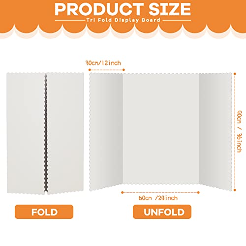 Henoyso 8 Pcs 36 x 48 Inch White Trifold Poster Board for Science Fair School Business Project Exhibition Large Tri Fold Presentation White Display Board Foldable Paperboard - color: White, size: 36 x 48 Inch