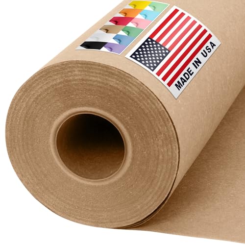 USA Made 36" x 1200" Brown Kraft Paper Roll, 45 lbs Thickness, American Quality Colored Paper Roll for Kids Crafts, Bulletin Board, School - Non-Toxic, Odorless, Safe for Kids | American Quality Colored Paper Roll for Kids Crafts, Bulletin Board, School -