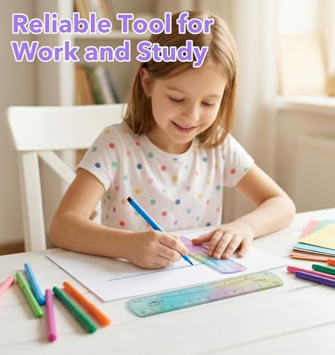 2 Pack Bendable Rulers,6-inch Plastic Flexible Small Ruler Coloured Bendable Flexi Ruler with Inches and Centimetres