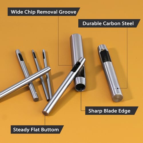 Leather Hole Punch Tool, 6mm/0.24inch Round Hollow Hole Punch, Carbon Steel Leather Hollow Punch Tool for Cutting Leather Craft Watch Rubber Paper Soft Material - size: 6 mm / 0.24 inch