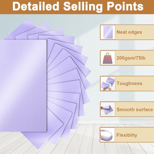 Silunkia 100 Sheets Purple Shimmer Cardstock 8.5 x 11 Cutting Paper, 75lb Heavyweight Craft Paper Card Stock for Card Making, Business Cards, Invitations, Thank You Cards - color: Purple, size: 100 Sheets