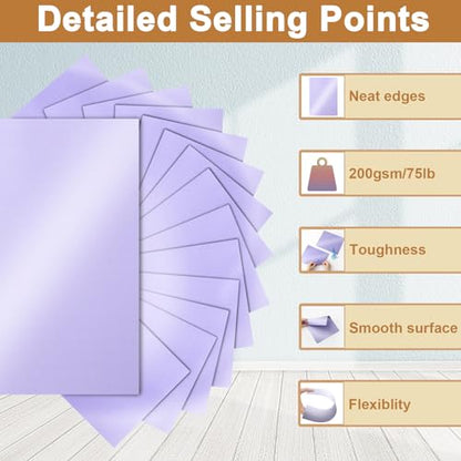 Silunkia 100 Sheets Purple Shimmer Cardstock 8.5 x 11 Cutting Paper, 75lb Heavyweight Craft Paper Card Stock for Card Making, Business Cards, Invitations, Thank You Cards - color: Purple, size: 100 Sheets