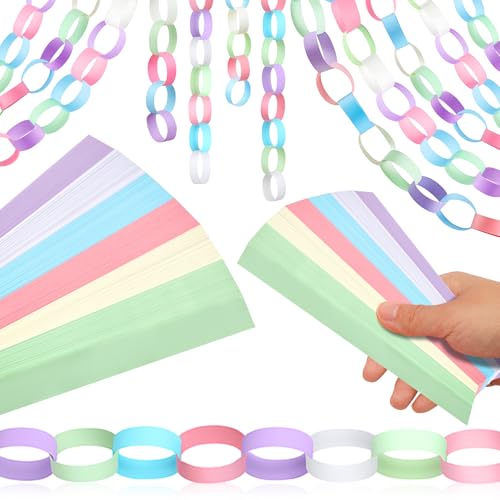 Lincia 600 Sheet Paper Chain Garland Strips 1x8 Inch with Double Sided Tape, DIY Construction Paper Chains for Birthday Wedding Holiday Party Decorations, Crafts Supplies (Morandi Color) - color: Morandi Color