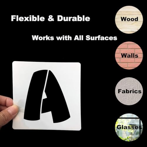 9 Inch Letter Stencils for Painting - 42 Pack Alphabet Letter and Number Stencil Templates with Signs for Painting, Reusable Letters and Numbers Stencils for Chalkboard Wood Signs & Wall Art - size: 9 Inch