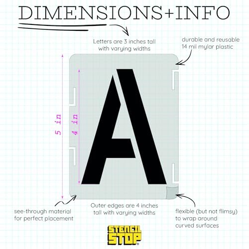 4 Inch (45 Pieces) Interlocking Alphabet & Number Stencil Kit - Complete Set with All Letters - Durable & Reusable Classic Font for Small Projects - Ceramic, Wood Boxes, Mailboxes, and Fabric - color: Classic Font, size: 4 inch