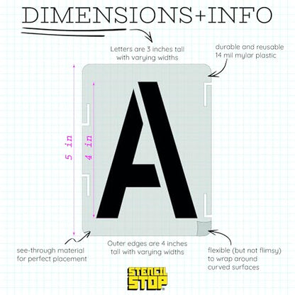 4 Inch (45 Pieces) Interlocking Alphabet & Number Stencil Kit - Complete Set with All Letters - Durable & Reusable Classic Font for Small Projects - Ceramic, Wood Boxes, Mailboxes, and Fabric - color: Classic Font, size: 4 inch