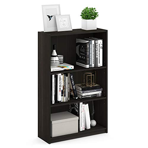 Furinno JAYA Book Shelf, 3-Tier Bookshelf, Bookcase with Adjustable Shelves, 9.5 x 24.5 x 40.3, for Organization and Storage, for Living Room, Bedroom, Home Office, Espresso - color: Espresso, size: 3-Tier