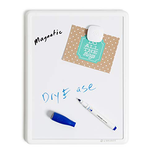 U Brands Contempo Magnetic Small Whiteboard, 8.5” x 11”, White Modern Frame, Mini White Board for Students, Fridge and Locker Dry Erase Board, Includes 4 Markers & Magnet - style: 1 Boards + 4 Markers + 1 Magnet