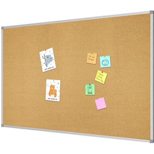 Lockways Large Cork Board Bulletin Board, Bulletin CorkBoard 72 x 36 Inch, Notice Message Pin Board,F Silver Aluminium Frame - size: 72 x 36 Inch