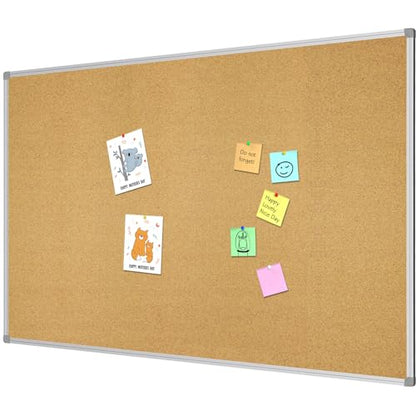 Lockways Large Cork Board Bulletin Board, Bulletin CorkBoard 72 x 36 Inch, Notice Message Pin Board,F Silver Aluminium Frame - size: 72 x 36 Inch